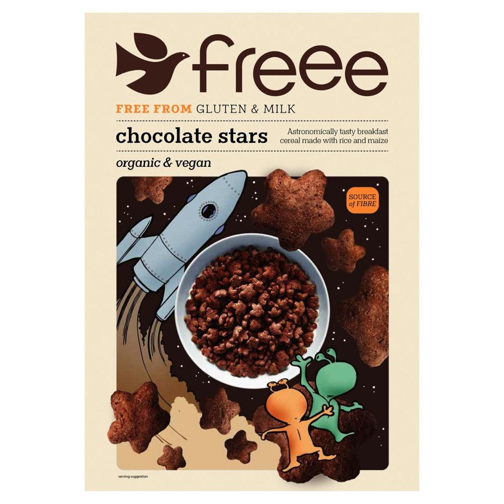 A box of Doves Farm Chocolate Stars Cereal