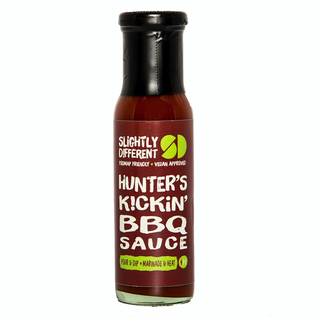 A bottle of Slightly Different's Hunter's Kickin BBQ Sauce
