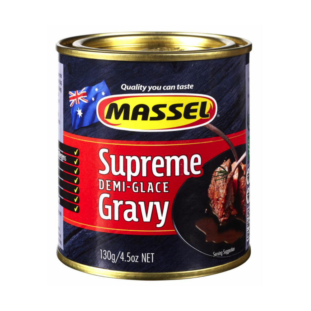 A tub of Massel Demi Glace Gravy powder